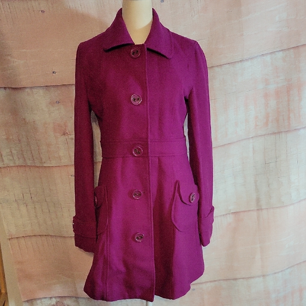 Tulle Purple Long Pea Coat